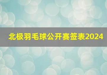 北极羽毛球公开赛签表2024