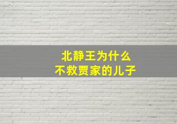 北静王为什么不救贾家的儿子