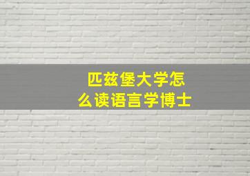 匹兹堡大学怎么读语言学博士