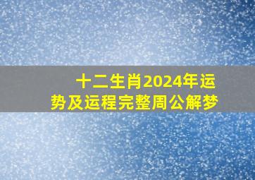 十二生肖2024年运势及运程完整周公解梦