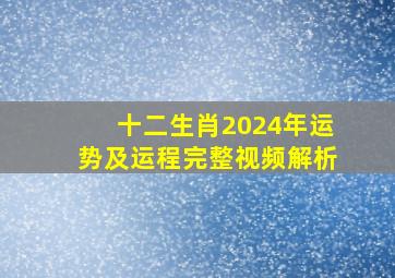 十二生肖2024年运势及运程完整视频解析