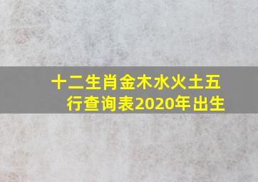 十二生肖金木水火土五行查询表2020年出生