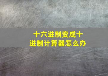 十六进制变成十进制计算器怎么办