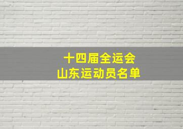 十四届全运会山东运动员名单