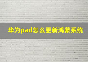 华为pad怎么更新鸿蒙系统