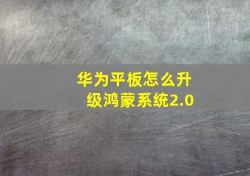 华为平板怎么升级鸿蒙系统2.0