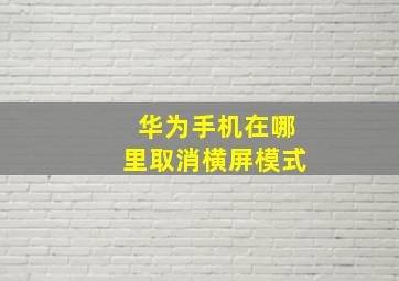 华为手机在哪里取消横屏模式