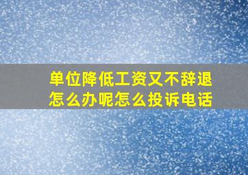 单位降低工资又不辞退怎么办呢怎么投诉电话