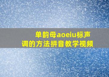 单韵母aoeiu标声调的方法拼音教学视频