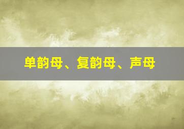 单韵母、复韵母、声母