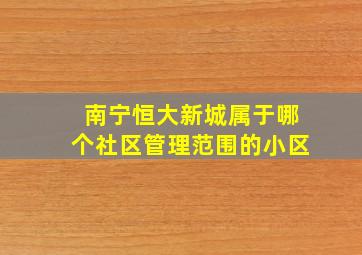 南宁恒大新城属于哪个社区管理范围的小区