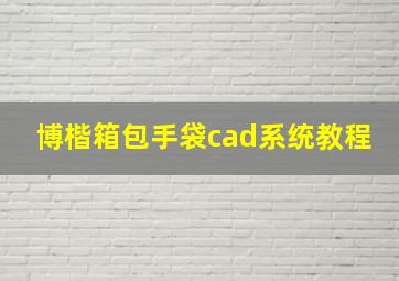 博楷箱包手袋cad系统教程