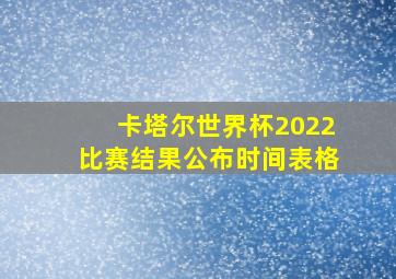 卡塔尔世界杯2022比赛结果公布时间表格