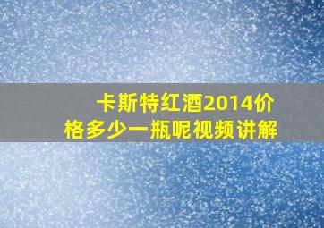 卡斯特红酒2014价格多少一瓶呢视频讲解