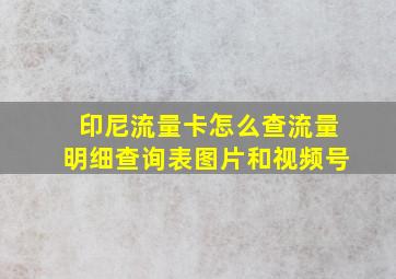 印尼流量卡怎么查流量明细查询表图片和视频号