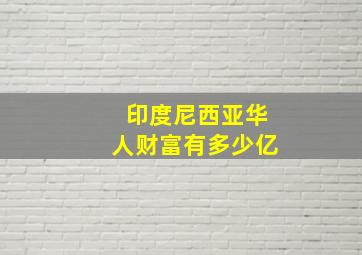 印度尼西亚华人财富有多少亿