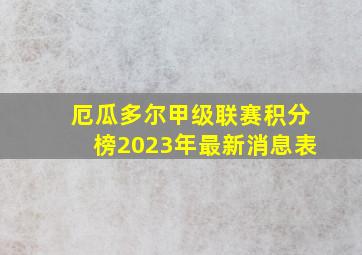 厄瓜多尔甲级联赛积分榜2023年最新消息表