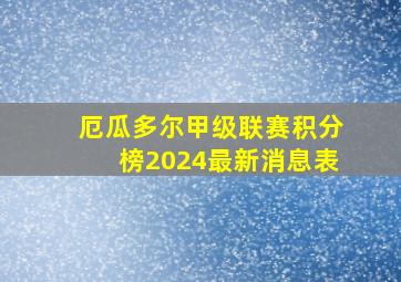 厄瓜多尔甲级联赛积分榜2024最新消息表