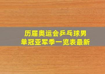 历届奥运会乒乓球男单冠亚军季一览表最新