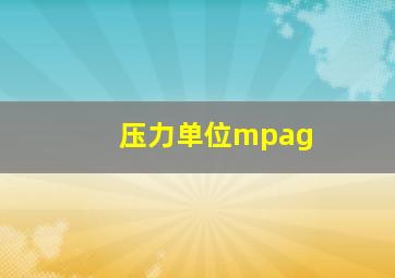 压力单位mpag