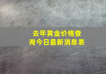 去年黄金价格查询今日最新消息表