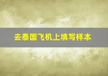 去泰国飞机上填写样本