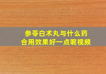 参苓白术丸与什么药合用效果好一点呢视频