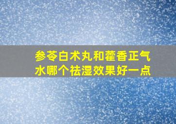 参苓白术丸和藿香正气水哪个祛湿效果好一点