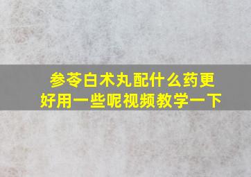 参苓白术丸配什么药更好用一些呢视频教学一下