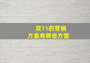 双11的营销方案有哪些方面