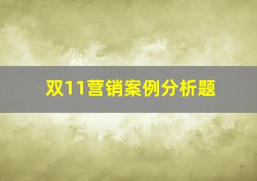 双11营销案例分析题