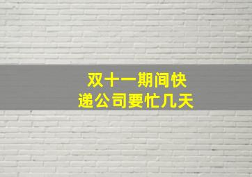 双十一期间快递公司要忙几天