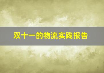 双十一的物流实践报告