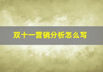 双十一营销分析怎么写