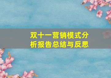 双十一营销模式分析报告总结与反思