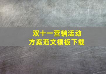 双十一营销活动方案范文模板下载