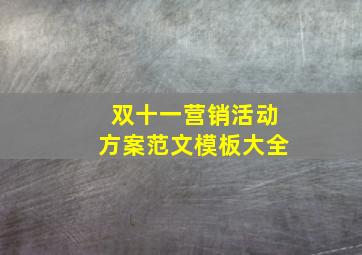 双十一营销活动方案范文模板大全