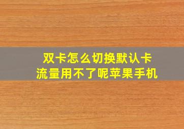 双卡怎么切换默认卡流量用不了呢苹果手机