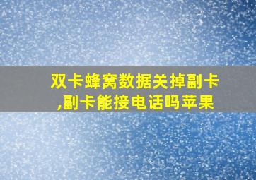 双卡蜂窝数据关掉副卡,副卡能接电话吗苹果