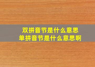 双拼音节是什么意思单拼音节是什么意思啊