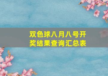 双色球八月八号开奖结果查询汇总表