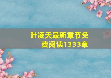 叶凌天最新章节免费阅读1333章