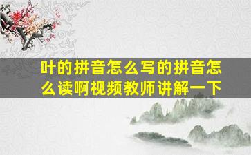 叶的拼音怎么写的拼音怎么读啊视频教师讲解一下