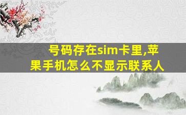 号码存在sim卡里,苹果手机怎么不显示联系人