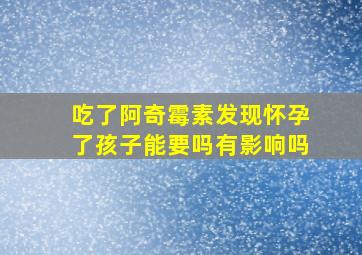 吃了阿奇霉素发现怀孕了孩子能要吗有影响吗