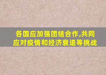 各国应加强团结合作,共同应对疫情和经济衰退等挑战