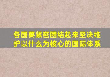 各国要紧密团结起来坚决维护以什么为核心的国际体系