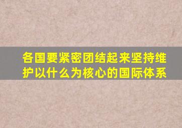 各国要紧密团结起来坚持维护以什么为核心的国际体系