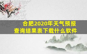 合肥2020年天气预报查询结果表下载什么软件