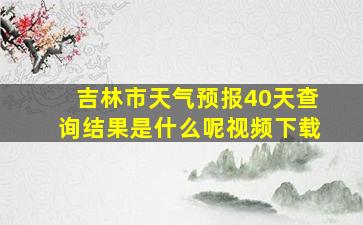 吉林市天气预报40天查询结果是什么呢视频下载